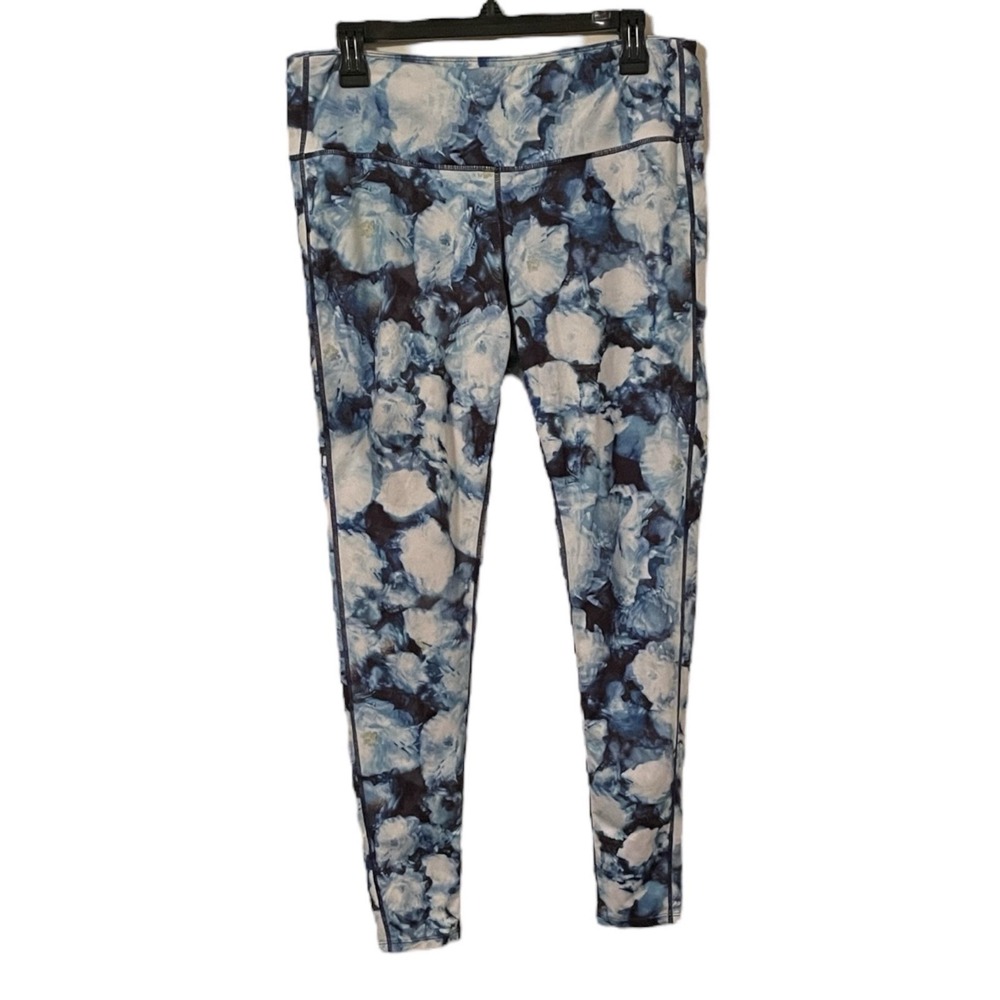 Athleta Women's Blue/White Chaturanga Floral Crush Leggings Size L